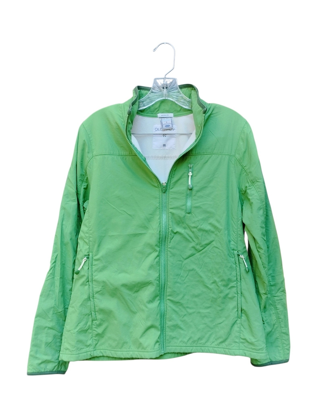 Old Navy Women's Bright Green Zip-Up Utility Jacket